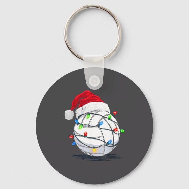 Funny Volleyball Ball Christmas Graphics Lights Lo Nyckelring (Framsida)