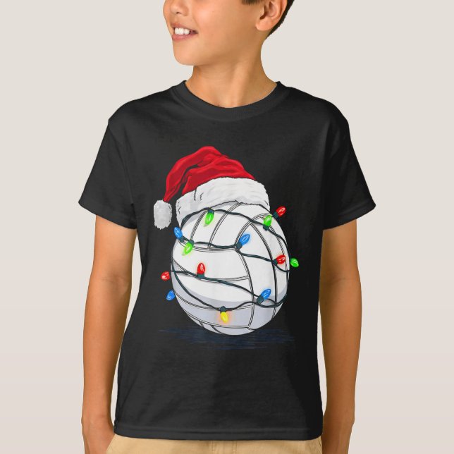 Funny Volleyball Ball Christmas Graphics Lights Lo T Shirt (Framsida)