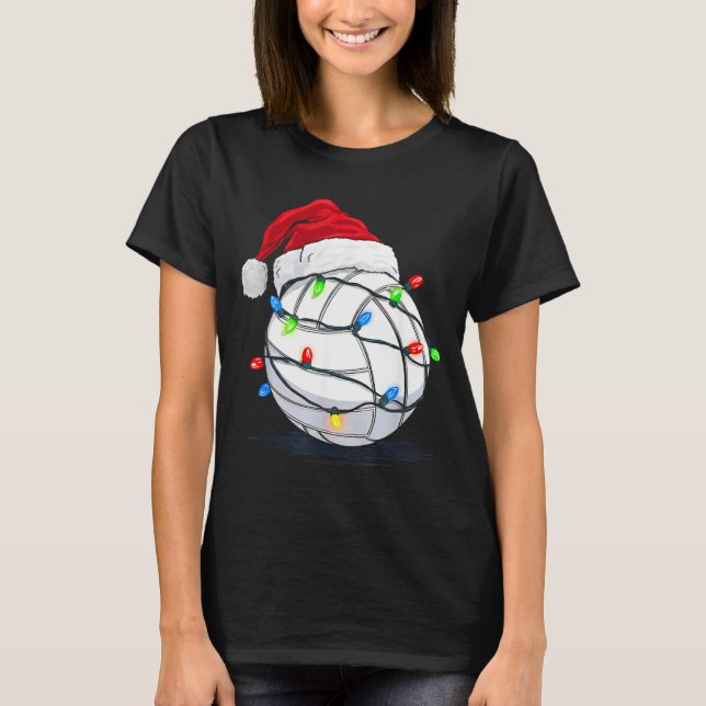Funny Volleyball Ball Christmas Graphics Lights Lo T Shirt (Framsida)