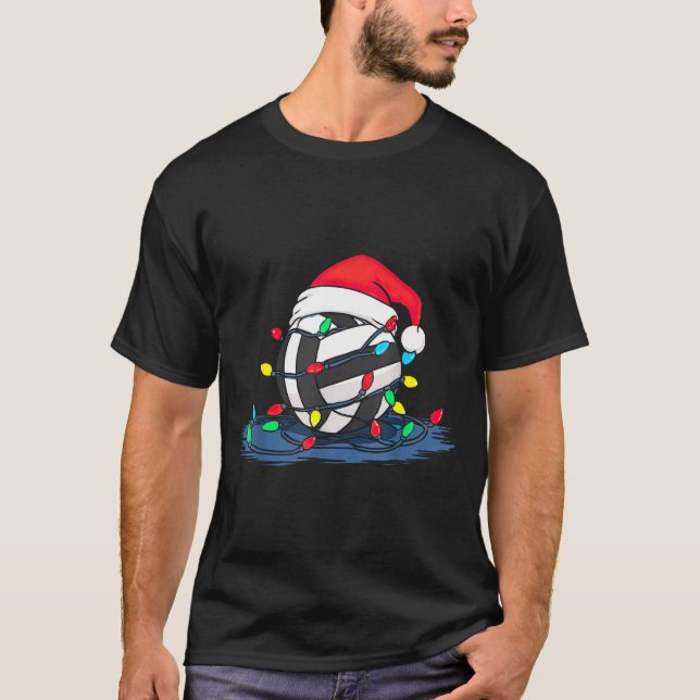 Funny Volleyball Christmas Graphics Lights Lover P T Shirt (Framsida)