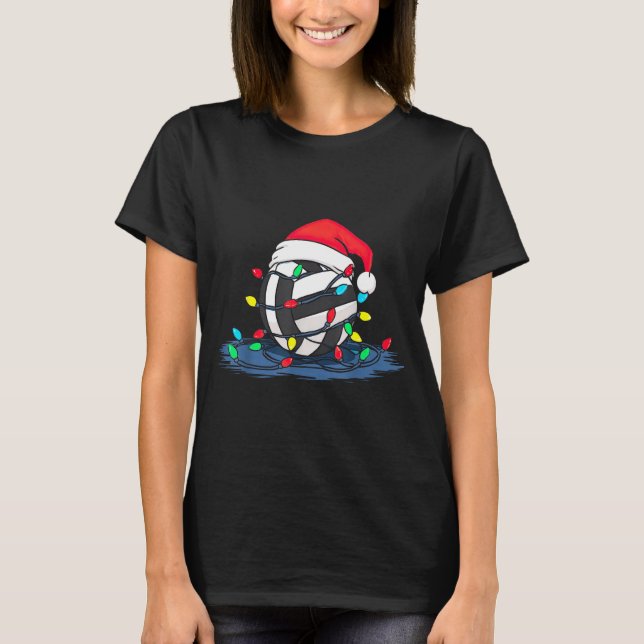 Funny Volleyball Christmas Graphics Lights Lover P T Shirt (Framsida)