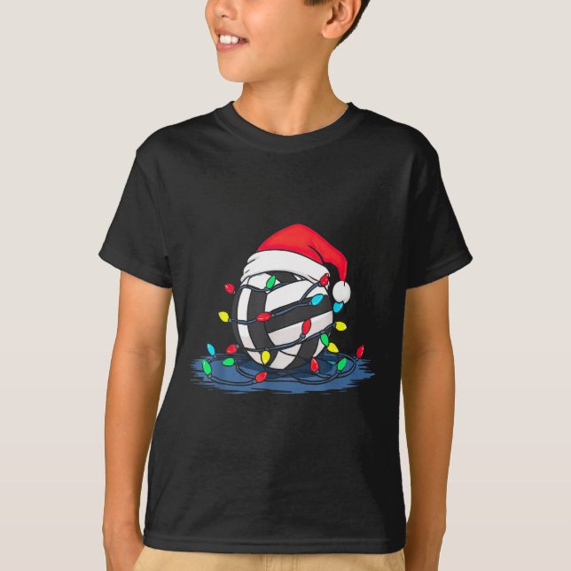 Funny Volleyball Christmas Graphics Lights Lover P T Shirt (Framsida)