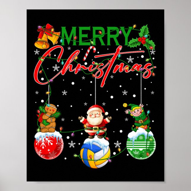 Funny Volleyball Ornaments Julgran Ljus X Poster (Framsidan)