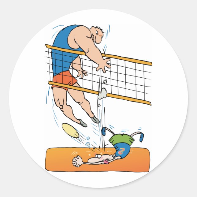 Funny Volleyball Runt Klistermärke (Framsida)
