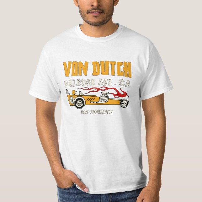 Funny Von Dutch Retro Drag-bil T Shirt (Framsida)