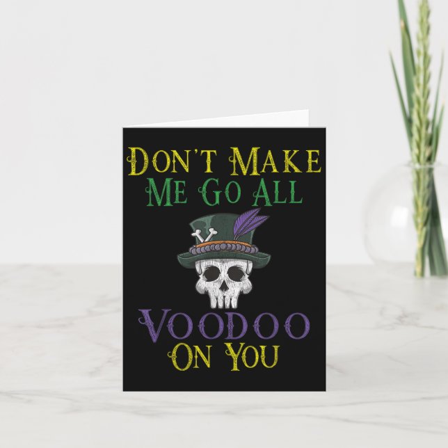 Funny Voodoo Quote - Witch Doctor Skull Mardi Gras Kort (Framsida)