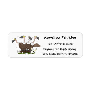 Funny vultures humor tecknad returadress etikett