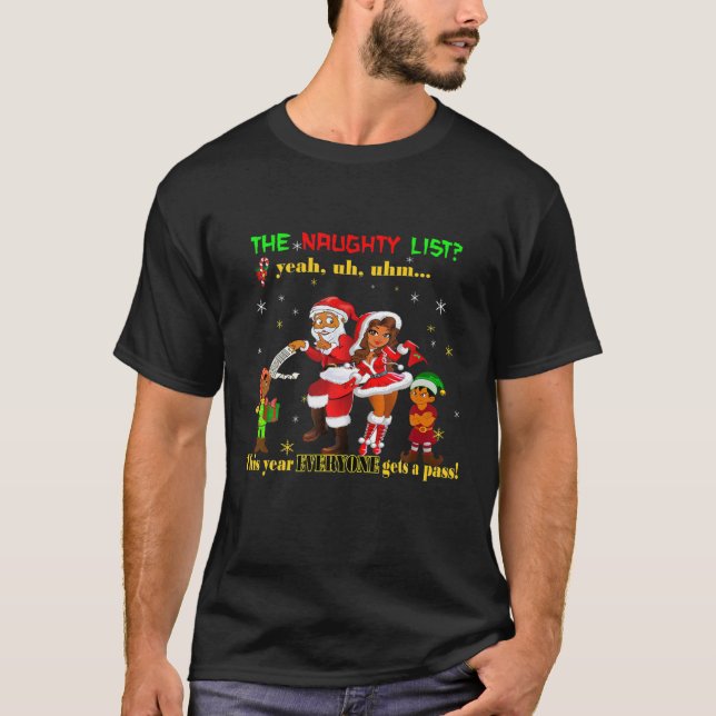 Funny Vuxen Theme jul Naughty Jultomten Li T Shirt (Framsida)