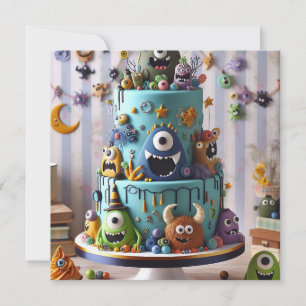FUNNY WACKY MONSTER CAKE BIRTHDAY INBJUDNINGAR