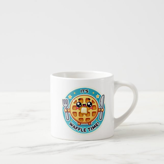 Funny Waffle Mugg med bakgrundsdesign Espressomugg (Höger)