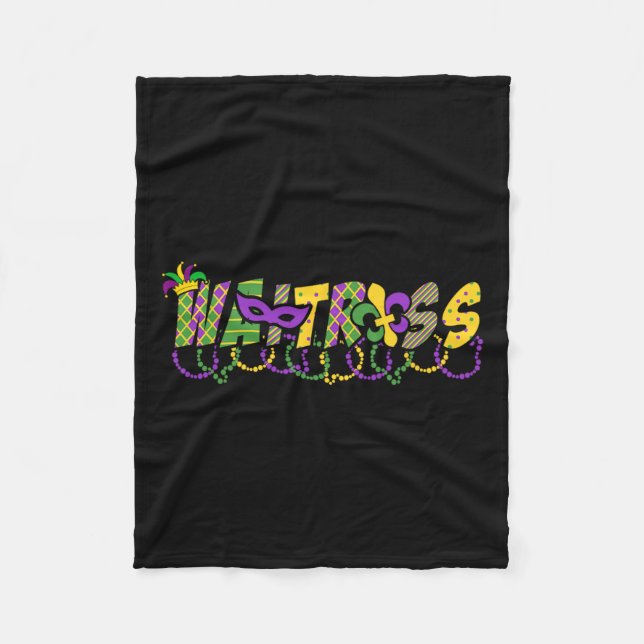 Funny Waitress Mardi Gras Shirt Festival Party Mas Fleecefilt (Framsidan)