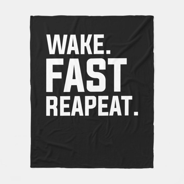 Funny Wake Fast Repeat Graphic Sarkastic Fleecefilt (Framsidan)