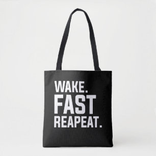 Funny Wake Fast Repeat Graphic Sarkastic Tygkasse