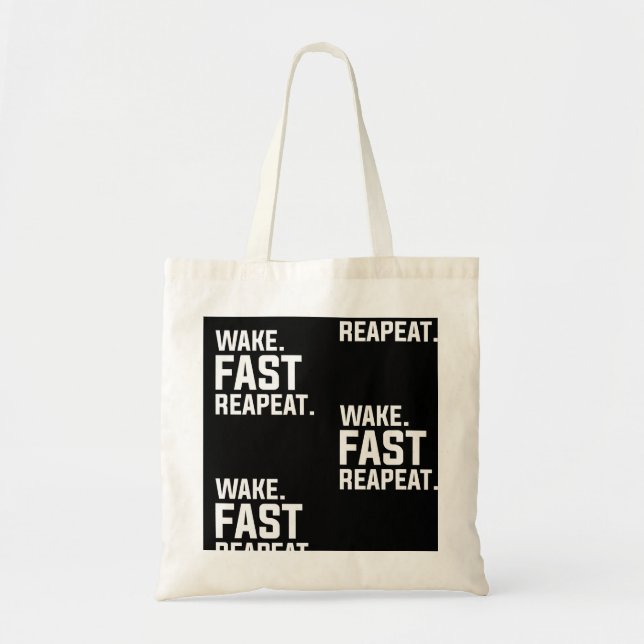 Funny Wake Fast Repeat Graphic Sarkastic Tygkasse (Framsidan)