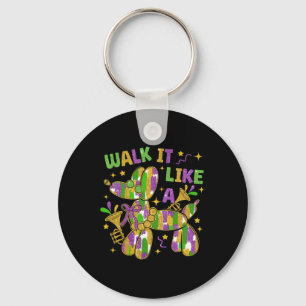 Funny Walk som en Hund Mardi Gras Groovy Nyckelring