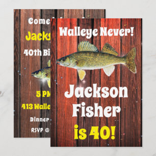 Funny Walleye Fishermans födelsedag Inbjudningar