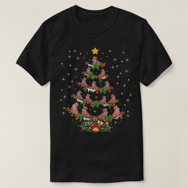 Funny Walrus Älskare Julafton Gift Walrus Julgran T Shirt (Design framsida)