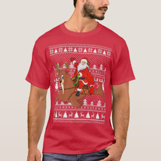 Funny Walrus Älskare Santa Riding Walrus Ugly Kris T Shirt