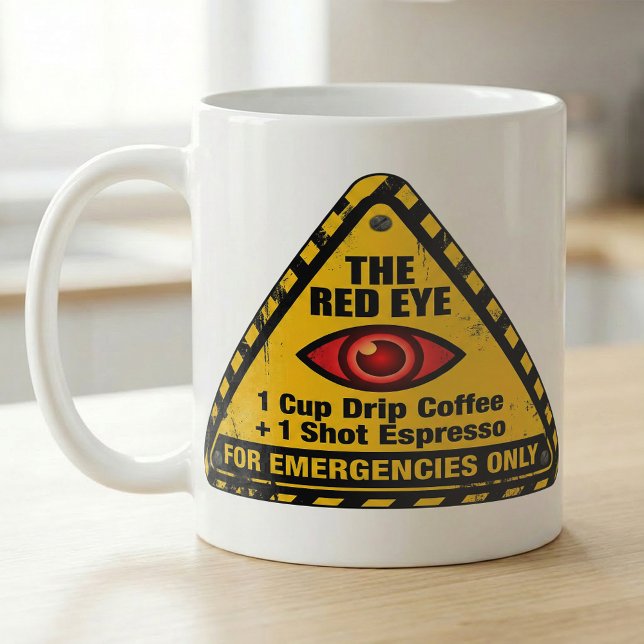 Funny Warning Caffeine Emergency Red Eye Recipe Kaffemugg (Skapare uppladdad)