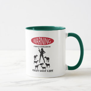FUNNY Warning Farm patrullerad av Crazy Goat Dam Mugg