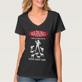 FUNNY Warning Farm patrullerad av Crazy Goat Dam T-shirt