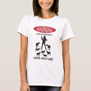 FUNNY Warning Farm patrullerad av Crazy Goat Dam Tee