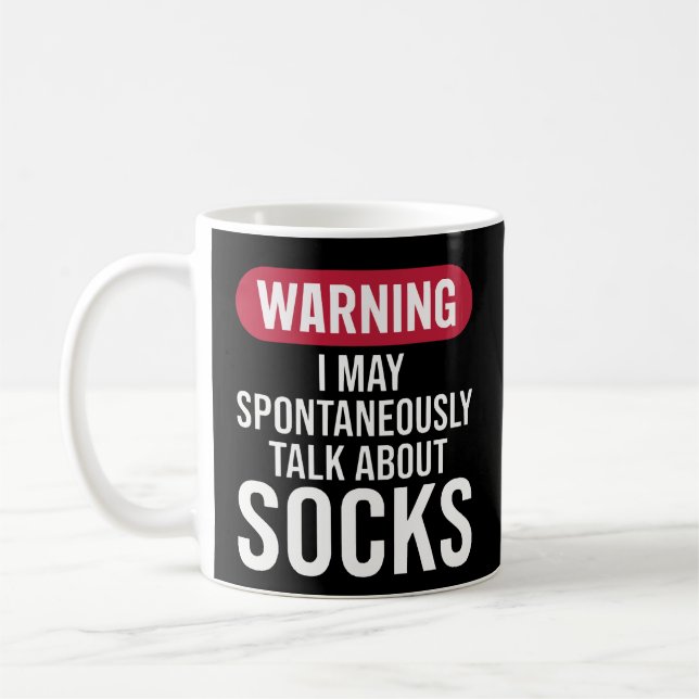 Funny Warning I May Spontaneously Talk About Socks Kaffemugg (Vänster)