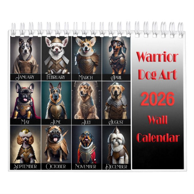 Funny Warrior Dog Lovers 2026 Wall Calendar Kalender (Omslag)