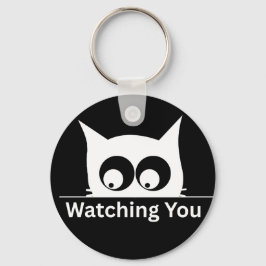 Funny Watching You Cat Cute Minimal Nyckelring