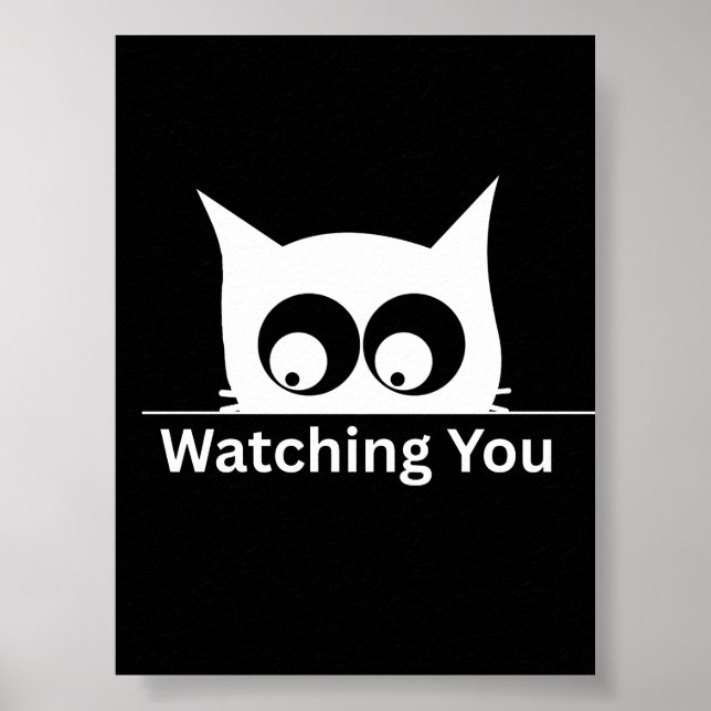 Funny Watching You Cat Cute Minimal Poster (Framsidan)