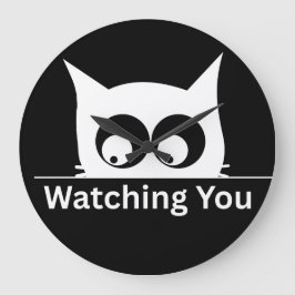 Funny Watching You Cat Cute Minimal Stor Klocka