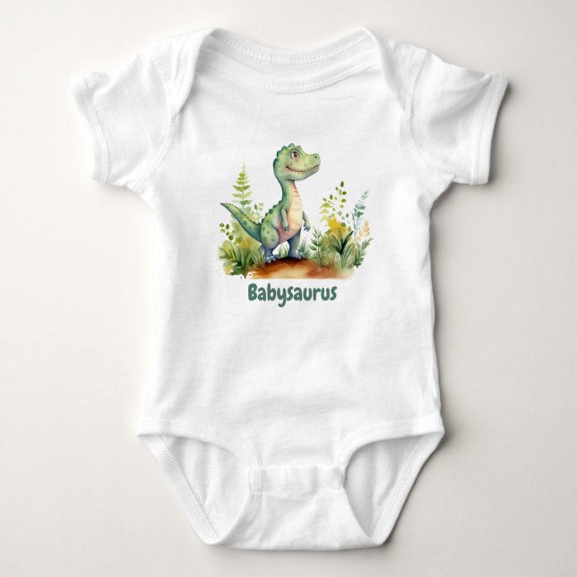 Funny Watercolor Baby Dinosaurs Personlig T Shirt (Framsida)