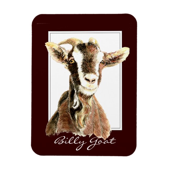 Funny Watercolor Billy Goat Animal Magnet (Vertikal)