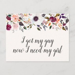 Funny Watercolor Blommigt Bridesmaid Frieri kort