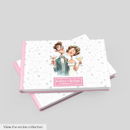 Funny Watercolor Bröllop Guest Bok Quirky Couple