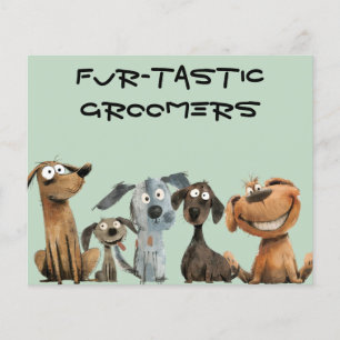 Funny Watercolor Hund Groomers Boutique QR-kod Flygblad