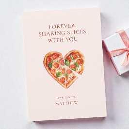 Funny Watercolor Pizza Slice Heart Valentine's Day Julkort
