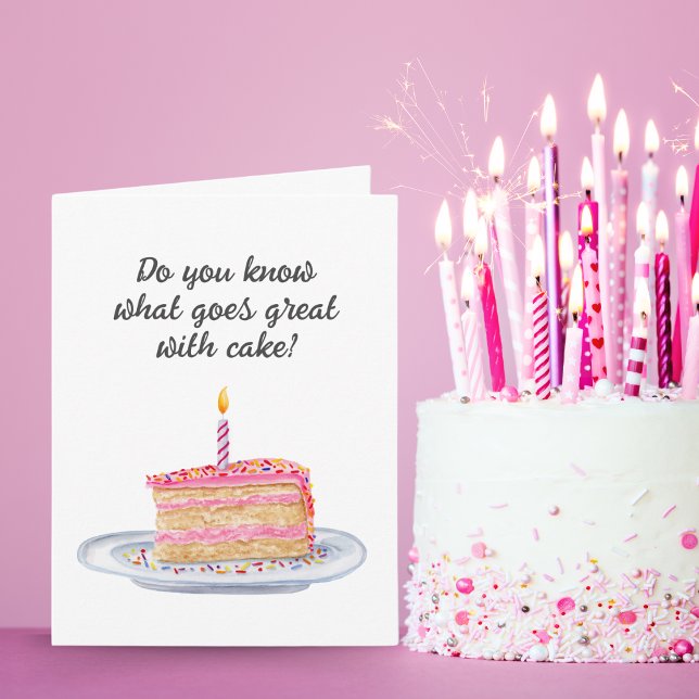 Funny Watercolor Rosa Frosted Birthday Cake Kort (Skapare uppladdad)
