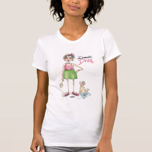 Funny Watercolor tecknad Sketch Domestic Diva T Shirt
