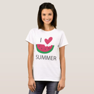 Funny Watercolor Watermelon Heart I Kärlek, sommar T Shirt
