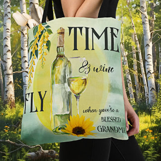 Funny Watercolor Wine Grandma Tygkasse