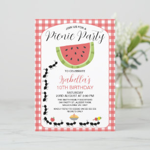 Funny Watermelon Ants Picnic Birthday-inbjudan Inbjudningar