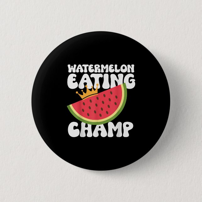 Funny Watermelon Eating Champ Summer Eating Knapp (Framsida)