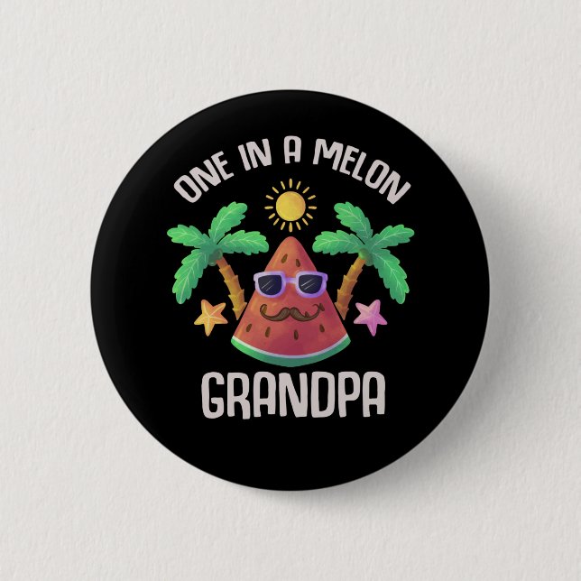 Funny Watermelon Grandpa Melon Grandfather Joke Knapp (Framsida)