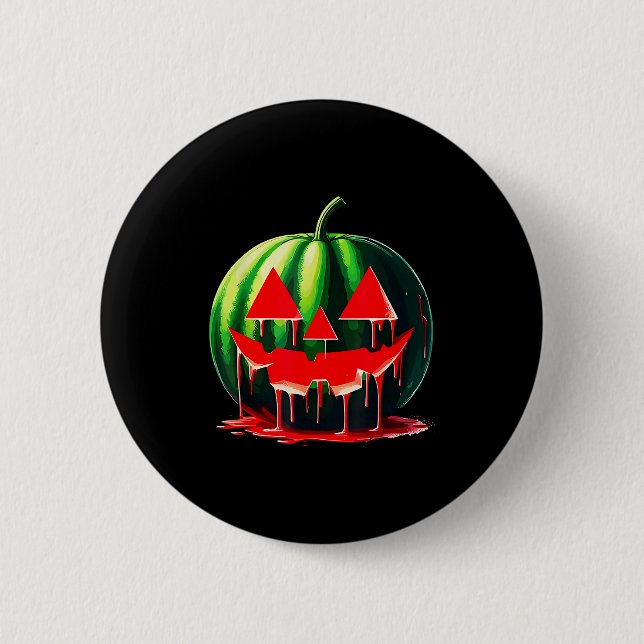 Funny Watermelon Jack O Lantern Soky Dripng Fruit  Knapp (Framsida)
