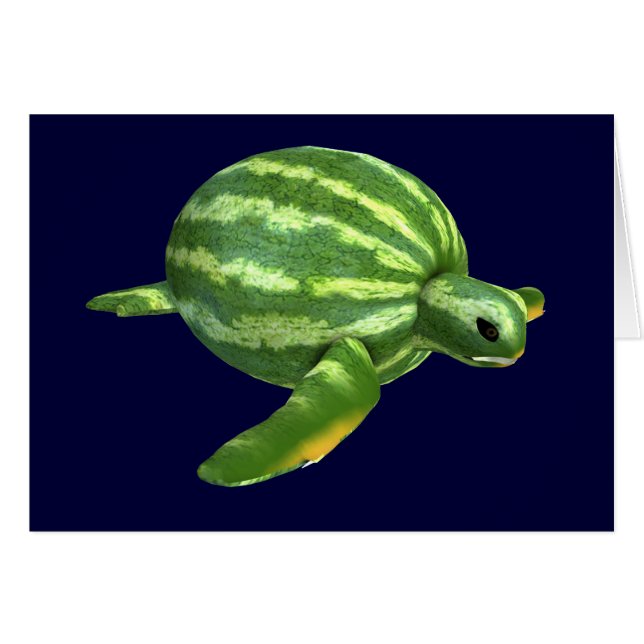 Funny Watermelon Seaturtle Hälsningskort (Framsidan Horizontal)