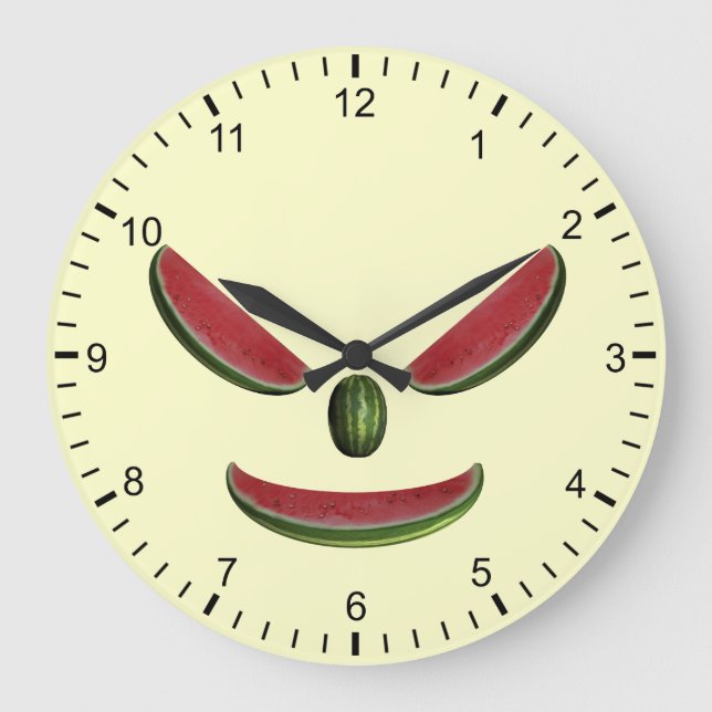 Funny Watermelons Ansikte Stor Klocka (Framsida)