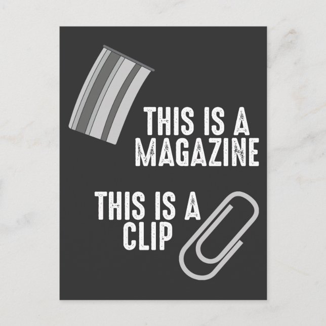 Funny Weapon Humor Rifle Pun Magazine Clip Vykort (Framsida)