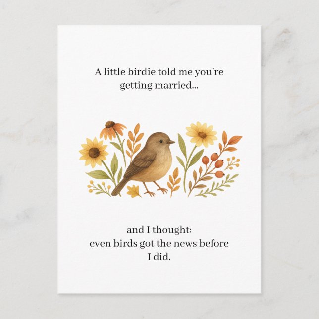 Funny Wedding Birdie Quote | Sarcastic Marriage  Helg Vykort (Framsida)