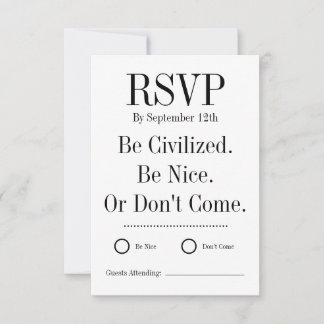 Funny Wedding RSVP Card OSA Kort